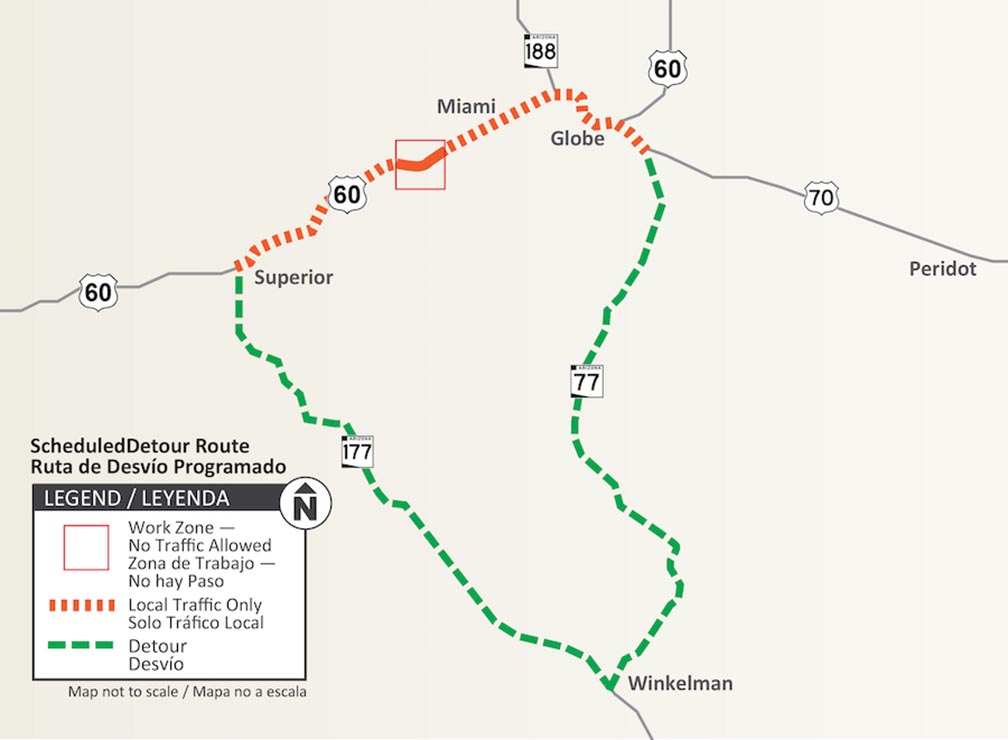 Detour Around Planned Closure Of US 60 In Arizona To Add Extra Hour Of ...