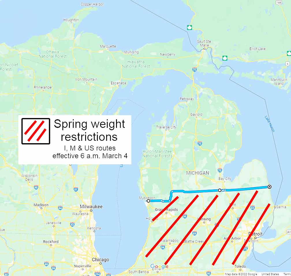 Annual spring weight restrictions start next week to protect Michigan's