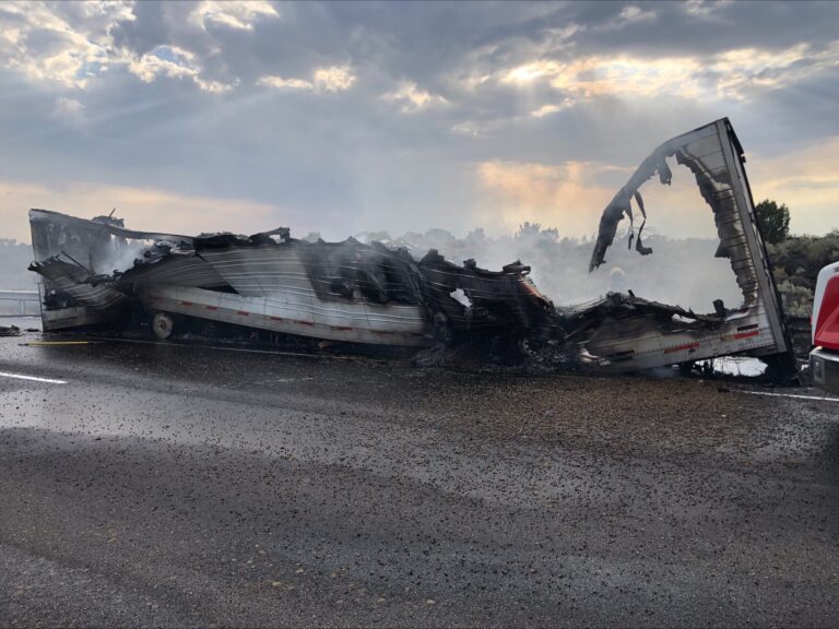 Semi engulfed in flames following mechanical failure on Idaho interstate