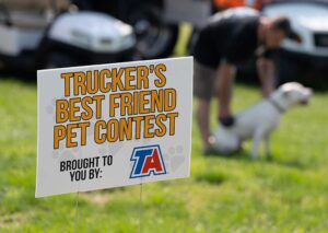 Sign marking the site of the Trucker's Bet Friend pet contest during the 2024 Walcott Truckers Jamboree