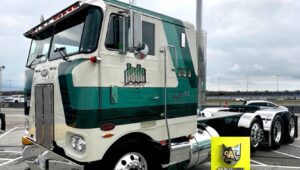 Barry Kasdorf of Jade Transport shows this 1979 Peterbilt 352 cabover at Shell Rotella's 2024 SuperRigs show