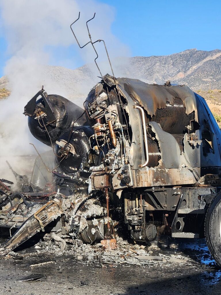 CNG big rig partially melts after fire on 15 Freeway in San Bernardino County