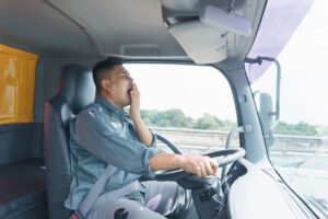 Asian man truck driver in delivery and transportation