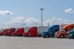 Semi trucks at Rest Stop on Pennsylvania Turnpike