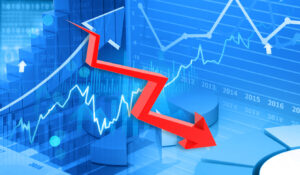 Down arrow showing stock market crash