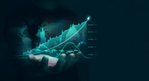 Financial management strategy for business growth.Business strategy development and growing growth plan. Graph and chart. Investment of growth on currency rate.