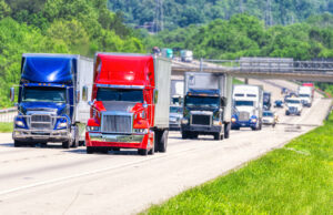 Heat Waves Shimmer As Traffic Fills A Summer Interstate