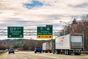 Road indicator plates in New York America