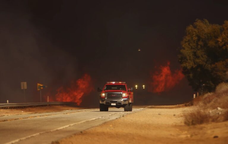 Evacuations ordered as new fast-moving wildfire threatens mountain homes north of Los Angeles