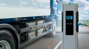 Electric truck charged from the charging station