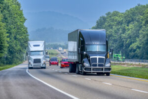 Mixed Traffic On Rural Section Of Tennessee Interstate Highway