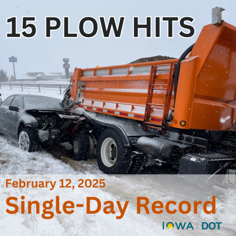 Snowy slip-ups: Record number of motorists hit Iowa DOT snowplows