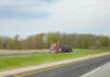 Truck on a highway in US, spring day