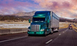 Semi Trucks on the Nevada Highway, USA. Trucking in Utah , USA